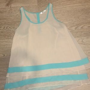 Cream + Turquoise Shift Tank